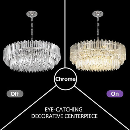 Crystal Chandelier Lighting 39'' for Dining Rooms Bedroom Foyer Entryway Ceiling Hanging Pendant Chandelier Light Fixture Lamp