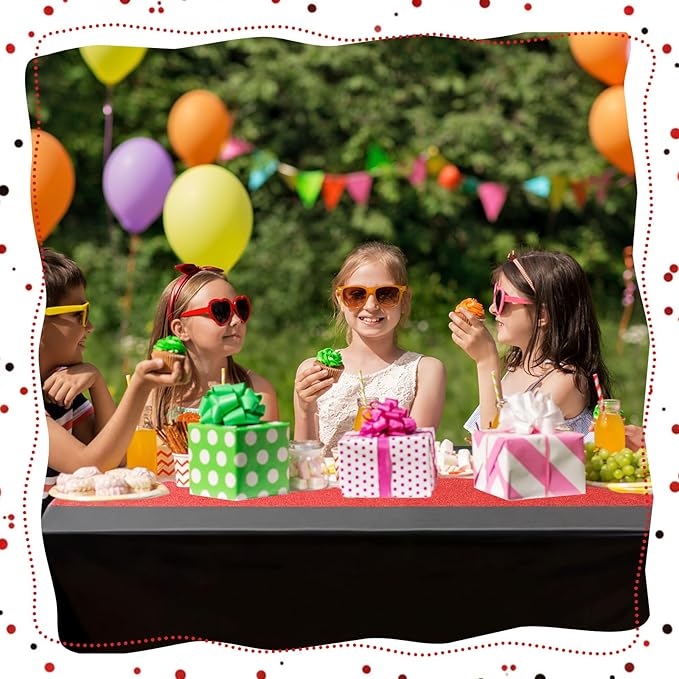 Oudain 2 Pcs Black & Red Holographic Party Tablecloth 54 x 108 Inch Strange Themed Party Decoration Plastic Rectangle Table Cloth Waterproof Table Cover for Birthday Weeding Anniversary Graduation