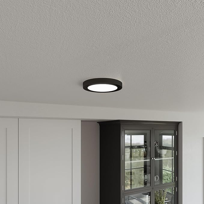 Design House Paxton 7 Inch Flush Mount Ceiling Light Dimmable LED Ceiling Light - 3 Color Temperatures (3000K/4000K/5000K) for Bedroom, Bathroom, Hallway, Matte Black