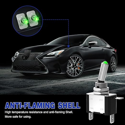 Nilight 3PCS Green LED Toggle Switches 12V 20A 3 Pin 2 Position ON Off SPST Heavy Duty Rocker Switch for Auto Car Marine RV Vehicles Truck Boat Dash