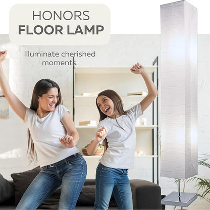 LIGHTACCENTS Home Decor Floor Lamp (Set of 2) 59 Inch Paper Floor Lamp Pair with Polished Chrome Base, Room Decor Lamps for Living Room, Rice Paper Lantern Lights, On/Off Footswitch