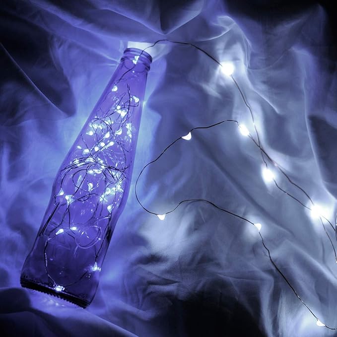 Ariceleo Led Fairy Lights Battery Operated, 2 Packs Mini Battery Powered Copper Wire Starry Fairy Lights for Bedroom, Christmas, Parties, Wedding, Centerpiece, Decoration (5m/16ft Cool White)