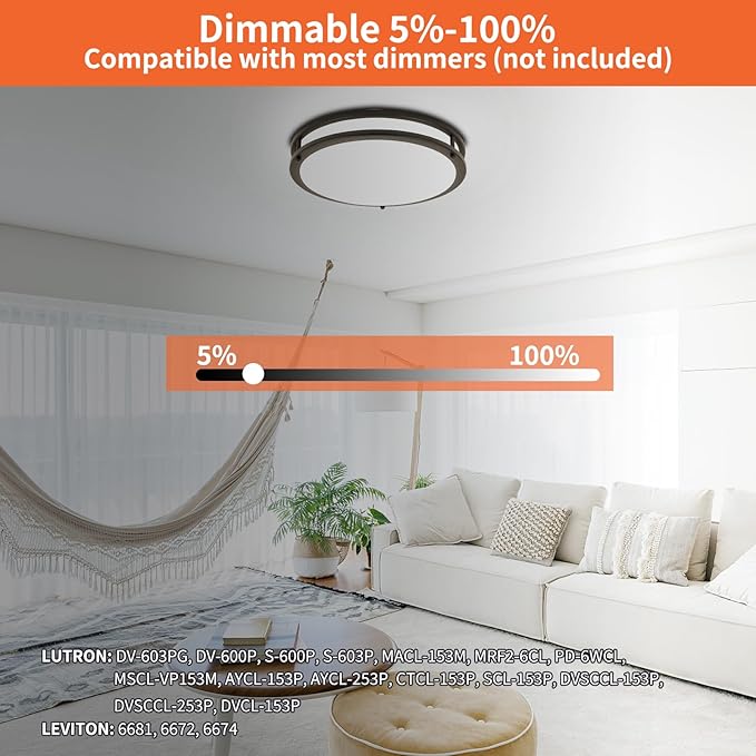 13Inch 36W Ceiling Light Fixture, 5CCT Adjustable 2700K 3000K 4000K 5000K 6500KLED Flush Mount Ceiling Mount Light, Dimmable Close to Ceiling Lighting for Bathroom Kitchen Stairwell Bedroom, Black