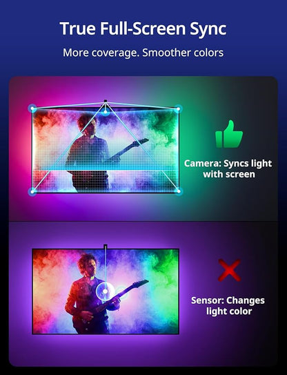 Ailofy TV Backlight with Camera for 55-65" TVs, 12.5ft LED Strip Lights, Real-Time Full-Screen Sync for Movies, Gaming & Music, Smart Bias Lighting, Works with Alexa & Google Assistant, App Control