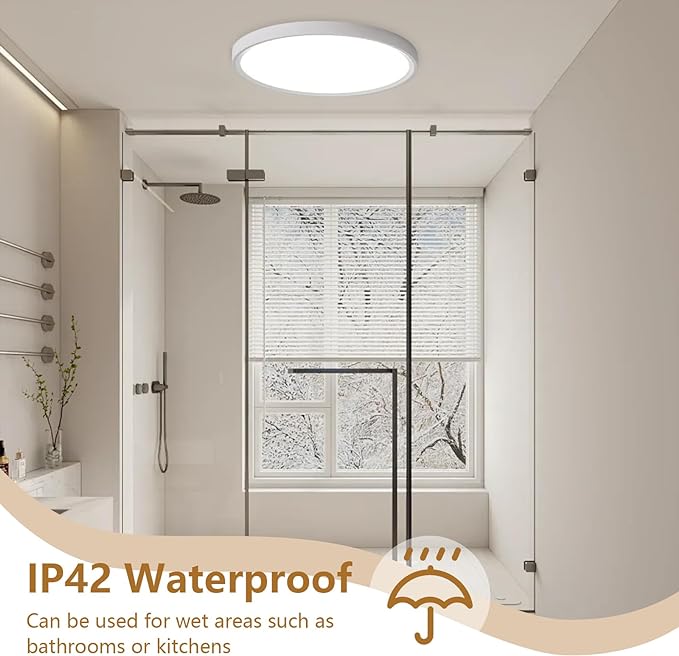 4PK 12 Inch LED Flush Mount Ceiling Light, 24W, 2520LM, 3000K/4000K/6000K CCT Selectable, 0.9inch Super Slim LED Ceiling Light Fixtures, Low Profile Round Flat Panel Light for Bedroom,Kitchen,Hallway
