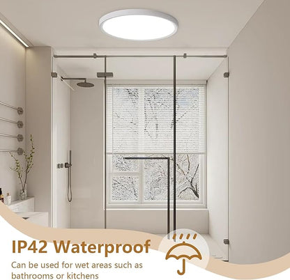 4PK 12 Inch LED Flush Mount Ceiling Light, 24W, 2520LM, 3000K/4000K/6000K CCT Selectable, 0.9inch Super Slim LED Ceiling Light Fixtures, Low Profile Round Flat Panel Light for Bedroom,Kitchen,Hallway