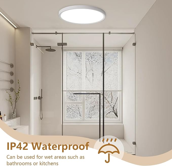 12PK 12 Inch LED Flush Mount Ceiling Light, 24W, 2520LM, 3000K/4000K/6000K CCT Selectable, 0.9inch Super Slim LED Ceiling Fixture, Low Profile Round Flat Panel Light for Bedroom,Kitchen,Hallway(White)
