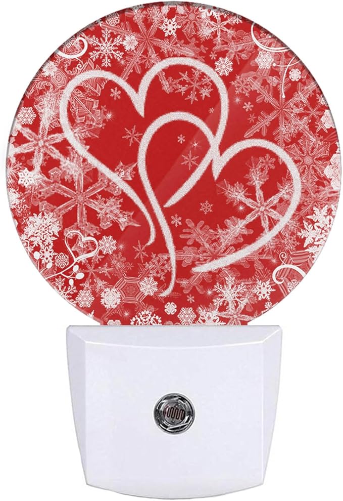 EKOBLA Red Heart Night Light, Valentine Love Symbol Design Plug into Wall with Dusk to Dawn Sensor, Soft Warm Nightlights for Hallway, Bedroom, Bathroom