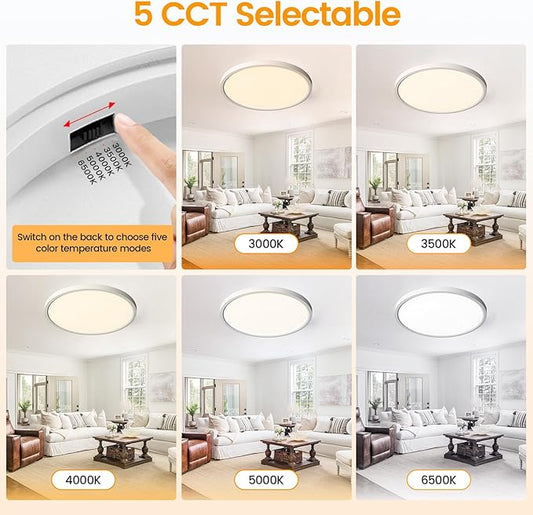 TALOYA 8 Pack LED Flush Mount Ceiling Light Fixture, 10 Inch 5 Color Selectable Ultra-Thin Surface Mounted Fixture 2000LM 20W White LED Ceiling Light for Bedroom,Living Room, Dining Room