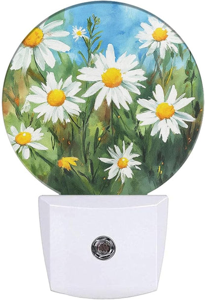 EKOBLA Daisy Plug-in Night Light, Spring Garden White Daisy LED Nightlight for All Ages, 0.5W Sleep Friendly