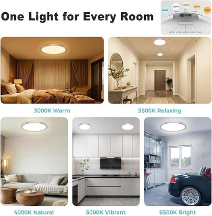 libtit 2Pack 15inch LED Flush Mount Ceiling Light, Dimmable & 5Color Temperatures (3000K-6500K), 30W Round Slim Brushed Nickel Light Fixture for Bedroom Livingroom Garage Kitchen