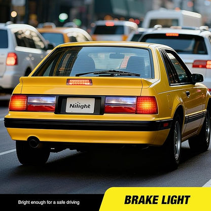 Nilight Third Brake Light Tail High Mount 3rd Stop Lights Smoked Lens Compatible with Ford Mustang LX Hatchback 1987 1988 1989 1990 1991 1992 1993 with Spoiler Version Pickup Truck Rear Center Cab