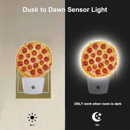 EKOBLA Pizza Plug-in Night Light, Cheese & Sausage Food Pattern LED Nightlight with Auto Sensor for Teens Room & Novelty Gift