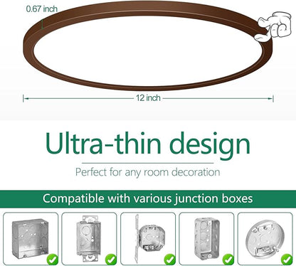 Brightever LED Flush Mount Ceiling Light Fixture Oil Rubbed Bronze, 24W 3200LM 5CCT Dimmable LED Ceiling Light, 2700K/3000K/4000K/5000K/6500K, 12 Inch Ceiling Lamp for Bedroom, Dining Room, 1 Pack