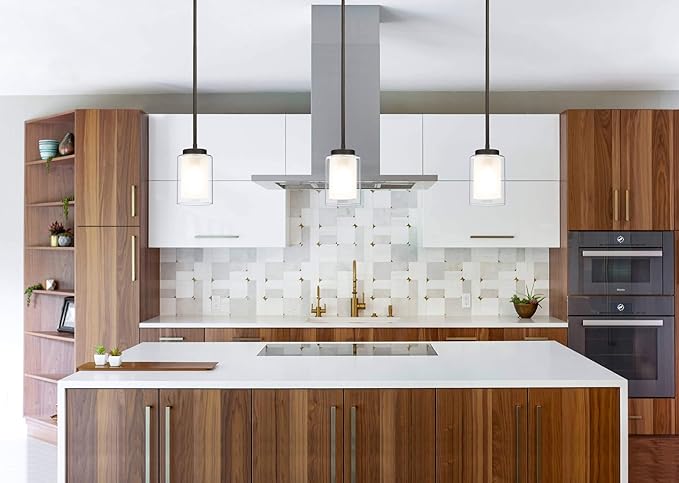 XiNBEi Lighting Pendant Lighting Modern 1 Light Mini Pendant Light with Dual Glass in Dark Bronze, Adjustable Hanging Ceiling Light for Kitchen & Living Room XB-P1195-DB