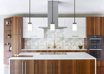 XiNBEi Lighting Pendant Lighting Modern 1 Light Mini Pendant Light with Dual Glass in Dark Bronze, Adjustable Hanging Ceiling Light for Kitchen & Living Room XB-P1195-DB