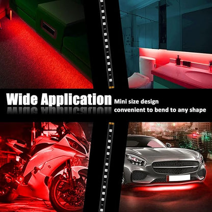 Red 12v 15 Led 30cm Car Flexible Waterproof Underbody Light Strip Pack of 20