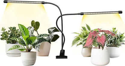 iPower LED Grow Lights for Indoor Plants, Full Spectrum Plant Growing Lamp with White Yellow LEDs, 5-Level Dimmable, Auto On Off with 4/8/12H Timer, 2 Tubes