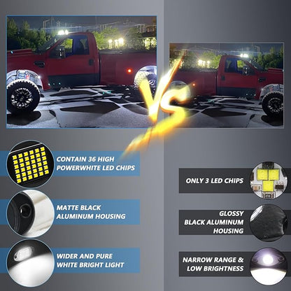 Rock Lights Ultra Bright LED Neon Underglow Lights Waterproof for Trucks Pickup SUV UTV ATV RZR Car Boats Motorcycle (White, 8 Pods)