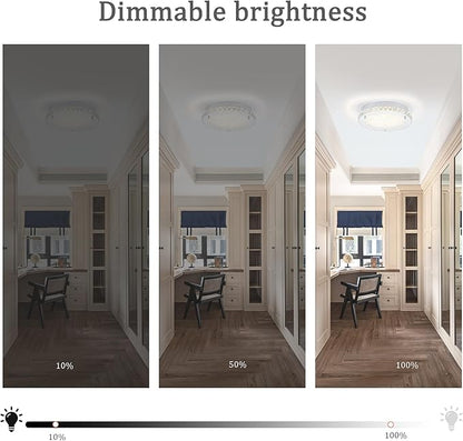 Flush Mount Ceiling Light Fixture Crystal Chrome Ceiling Lights for Kitchen, 8.3" Bedroom LED Light Fixture for Bathroom, Hallway, Closet, Foyer