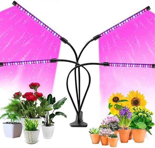 Clip On Grow Light for Indoor Plants,Full Spectrum Led Plant Grow Lights with Auto-Timer, Plant Growing Lamp for Seed Starting,Houseplants, Bonsai, Pot Plant,4 lamp