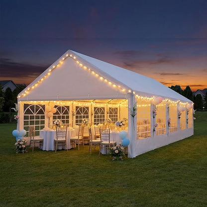 Party Tent 16x32Ft Outdoor Canopy Gazebo Heavy Duty Large Event Shelter Carport White for Wedding Parties BBQ