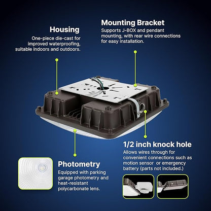 Konlite - 27W (3800LM) Residential & Commercial LED Indoor & Outdoor Lights for Shops, Garages & More, Outdoor Light Fixture, UL, Dark Bronze