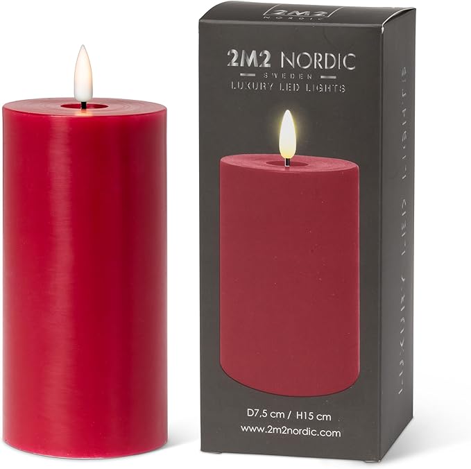 Abbott Collection Wax LED Flameless Pillar Candle - Red (3x6 H)