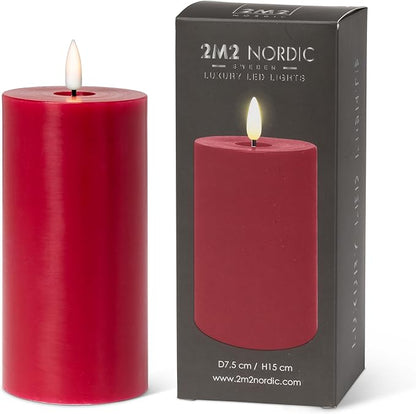 Abbott Collection Wax LED Flameless Pillar Candle - Red (3x6 H)