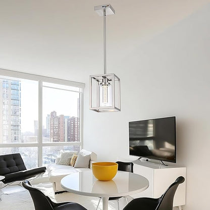 MELUCEE LED Pendant Lights Modern Pendant Lighting Brushed Nickel with Crystal Bubble Glass, 5 CCT Dimmable Hanging Ceiling Lamps for Kitchen Island Dining Room, Built-in LED Chips, Adjustable Height