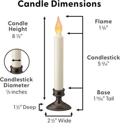 Xodus Innovations FPC1205A-4 Battery Operated LED Window Candle, Dusk to Dawn Light Sensor, Aged Bronze Plastic Base, Amber Flicker Flame, 8-7/8 Inch
