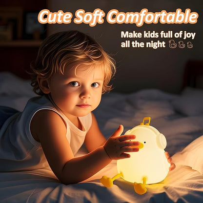 Anywin Duck Night Light, Squishy Duck Lamp, Silicone Bedside Light Up Funny Duck with Dimmer & Rechargeable,Birthday Gifts for Friends Women(Enjoy Duck)