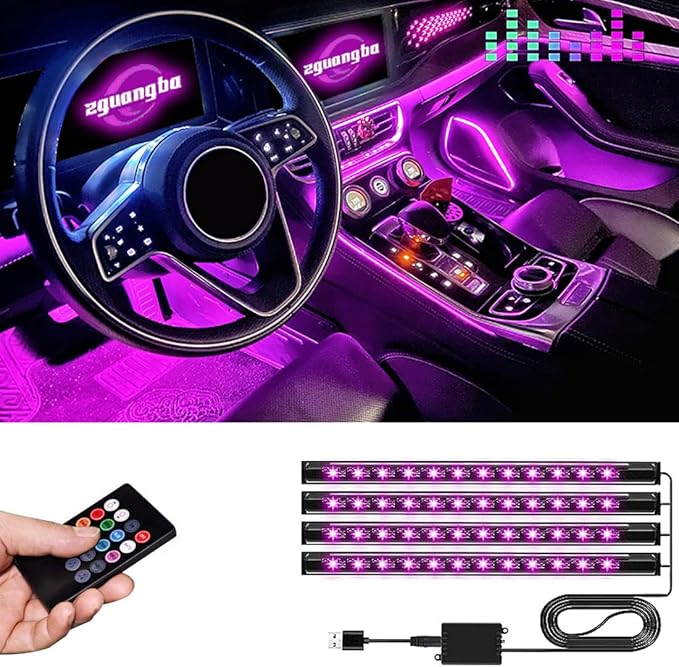 Car LED Interior Lights,Car LED Strip Light with,8 Colors Atmosphere Lights,USB Port Music Sound-Activated Lighting.