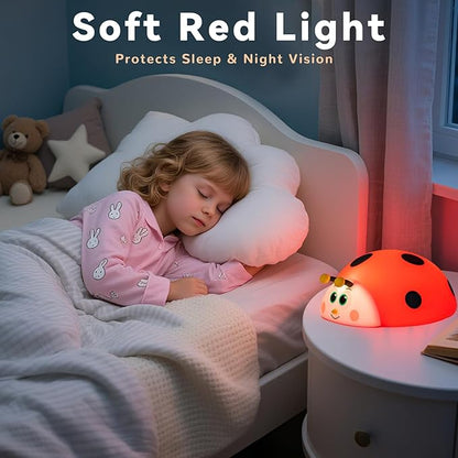 Cute Ladybug Nightlight for Baby, Soft Silicone Red Beetle Night Light for Nursery Kids Room Bedroom, 3 Levels Dimmable Touch Bedside Lamp Table Desk Lamp, Christmas Gifts for Girls and Boys (Ladybug)
