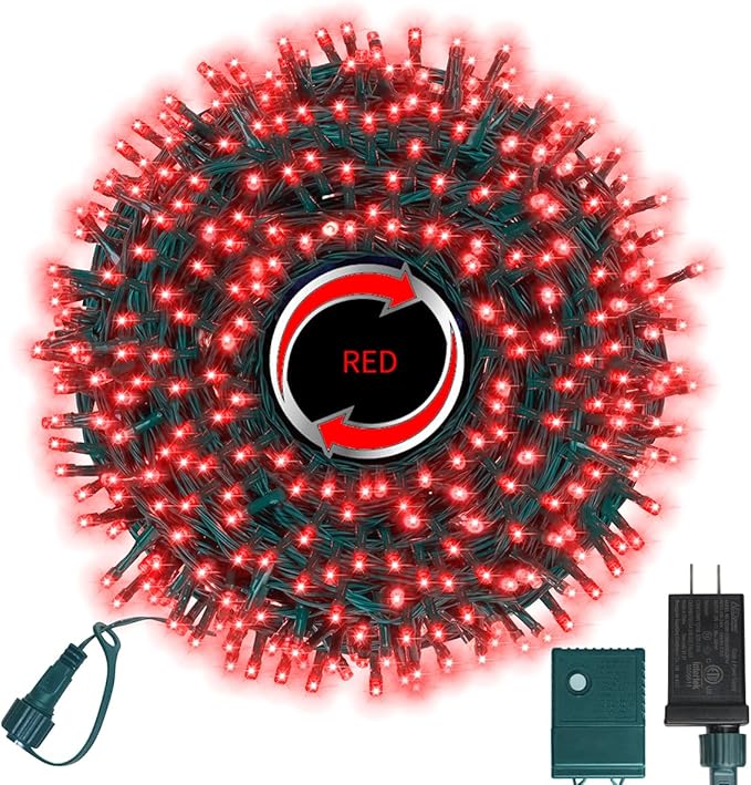 LAMPHOME 500 LED Red String Lights, 46ft 11 Modes Plug in Twinkle Fairy Lights, Waterproof Connectable Cluster Christmas Lights for Christmas Tree, Valentine's Day, Bedroom & Party Decor