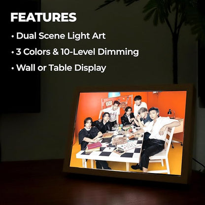 MEMELIGHT Light-Up Wall Art – BTS Photo Art Night Light, Kpop Idol Merchandise, BTS Merch, A4 Size LED Table Light, 8.3 x 11.7 inch