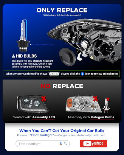 Marsauto D4S HID Bulbs, 66440 42402 42402WX (‎42402C1) for HID Assembly, 6000K Cold White 35W Bulb, Plug and Play, Pack of 2