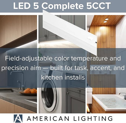 American Lighting LED Courant Plus Undercabinet Light 24 Inch 5CCT 90+ CRI 1200 Lumens with USB-A USB-C and 20A Receptacles White Finish Title 24 Compliant