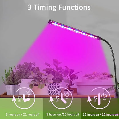 Clip On Grow Light for Indoor Plants,2 Pack Full Spectrum Led Plant Grow Lights with Auto-Timer, Plant Growing Lamp for Seed Starting,Houseplants, Bonsai, Pot Plant,2 Lamp(2pack)