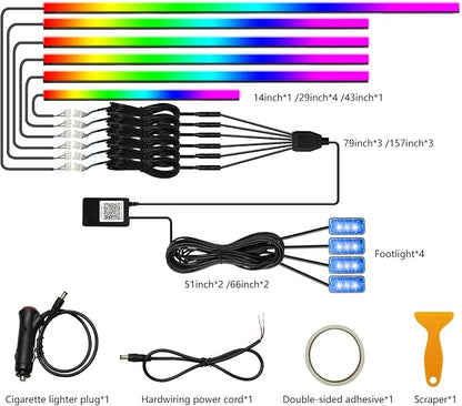 Dreamcolor Interior Car Lights - 10 in 1 LED Strip Lights with APP Control and 213 Color Modes, Decorative Neon Ambient Lighting Kits
