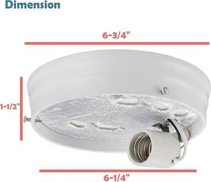 Aspen Creative 22106-03-1, Flush Mount Ceiling Fixture Shade Holder Kit in Matte White Finish 6-1/4" Fitter, 6-3/4" Diameter x 1-1/2" Height