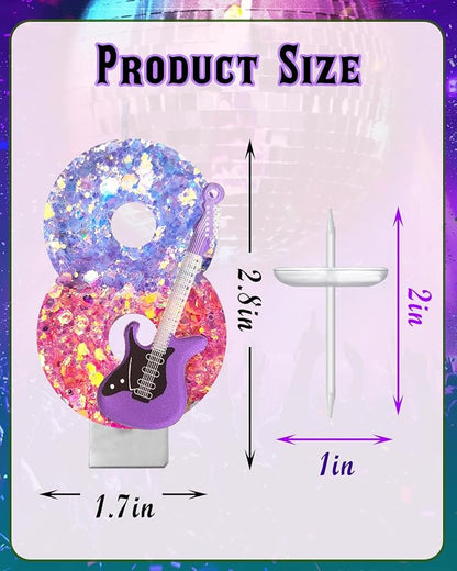 K-Pop Birthday Candle – Purple & Pink Glitter Music Theme Cake Candle with Guitar, Musical Party Decor for Girls, Teens, Kpop Fans (8)
