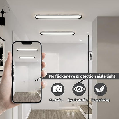47.1 Inch Metal LED Ceiling Light,Slim, Edge Lit - 65W Full Spectrum Linear Ceiling Lamps,6500K Cool White Modern Ultra Thin Low Profile Light Fixture for Kitchen, Home & Office Hallway