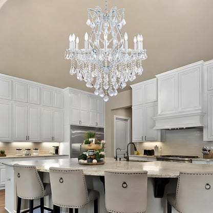 12-Light Crystal Maria Therese Luxury K9 Crystal Chandelier for Dining, Living Room, Bedroom, Entryway