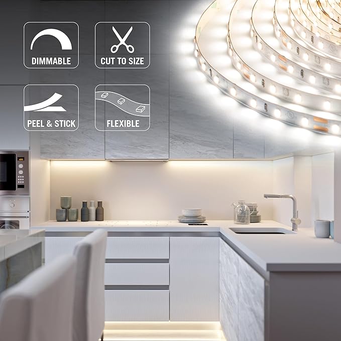 Armacost Lighting RibbonFlex Pro 24V White LED Strip Lights 60 LED/m, 4000K, 8.2 ft 155210