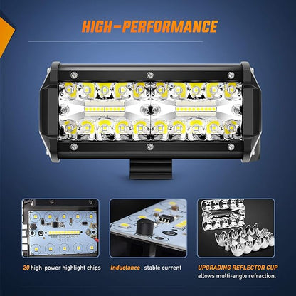 Nilight Led Pods 6.5 Inch 120W Flood Spot Combo Off Road Driving Fog Light Bar Work Lighting for Truck Tractor Pickup Boat SUV ATV UTV 4WD Car 4x4 Van Camper Motorcycle Dirt Bike Golf Cart 12V 24V