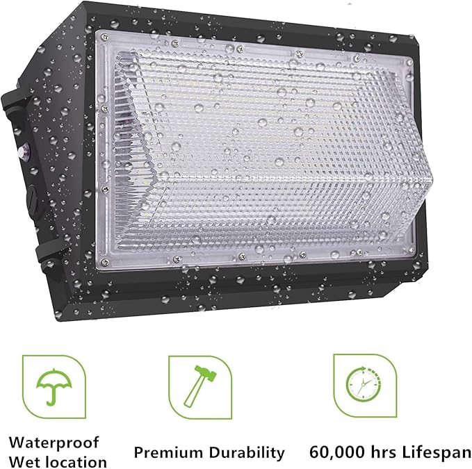 Dusk to Dawn 150W LED Wall Pack Light, 21000LM 800-1000W HPS/HID Equivalent, 5000K Daylight Commercial Outdoor Security Lighting with Photocell Sensor, ETL for Parking Garages,Warehouse,Entrance