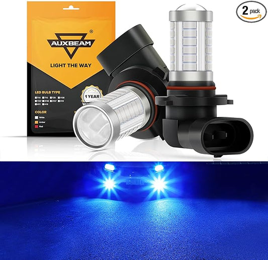 Auxbeam H10 9145 9140 LED Fog Light Bulbs, High Power 50W 3020 SMD Bulb, 1:1 Mini Size Replacement Fog Bulb, 360° Full Illumination 10000K Blue, Play and Plug, Pack of 2