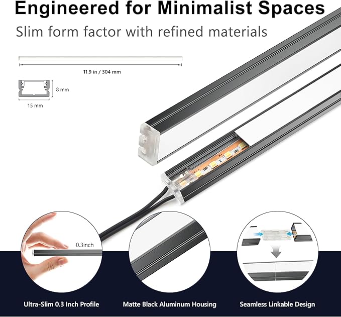 VST Smart Under Cabinet Lighting 6 Bars - UL Listed CRI 93+ Adjustable Strip Lights, Alexa & Google Home Compatible, App/Voice/Hand Wave Control for Kitchen Cabinets & Closets
