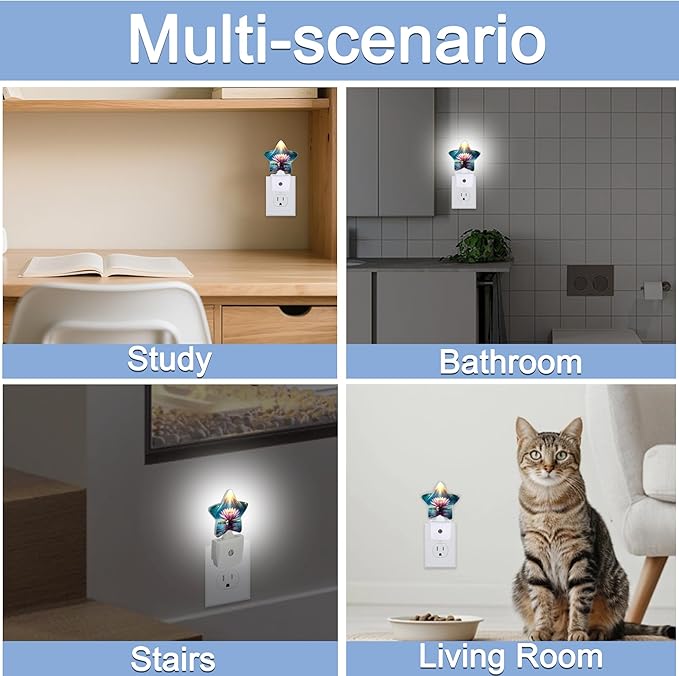 Pink Lotus Flower Night Lights Plug Into Wall,Glowing Floral Star Night Light for Kids,Nightlight with Dusk to Dawn Smart Sensor for Bedroom Bathroom Decor,Children Women Men Gift